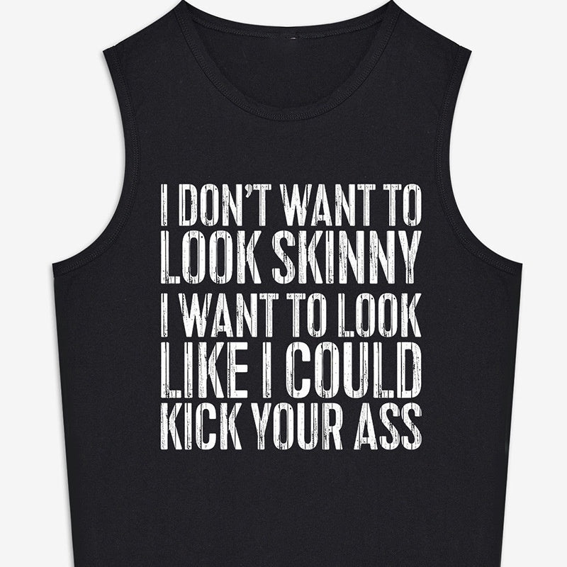 Words And Letters Printed Loose Women's Vest