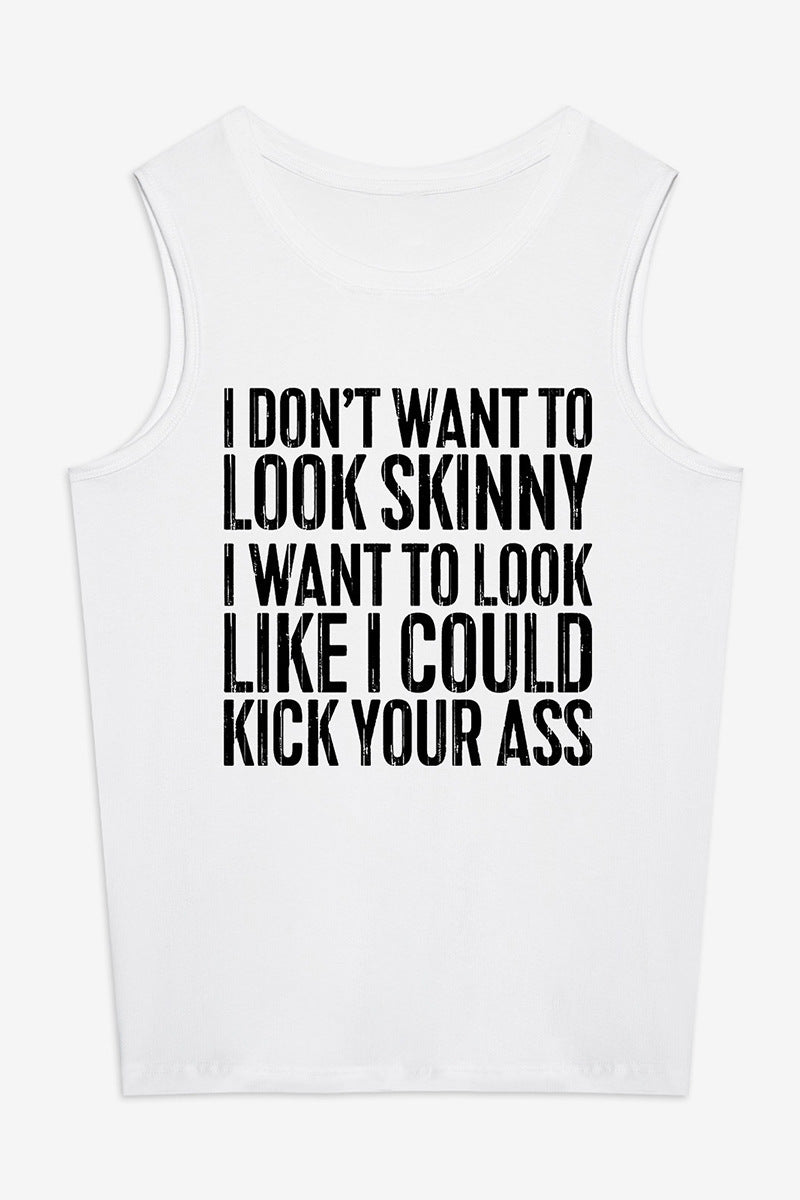 Words And Letters Printed Loose Women's Vest