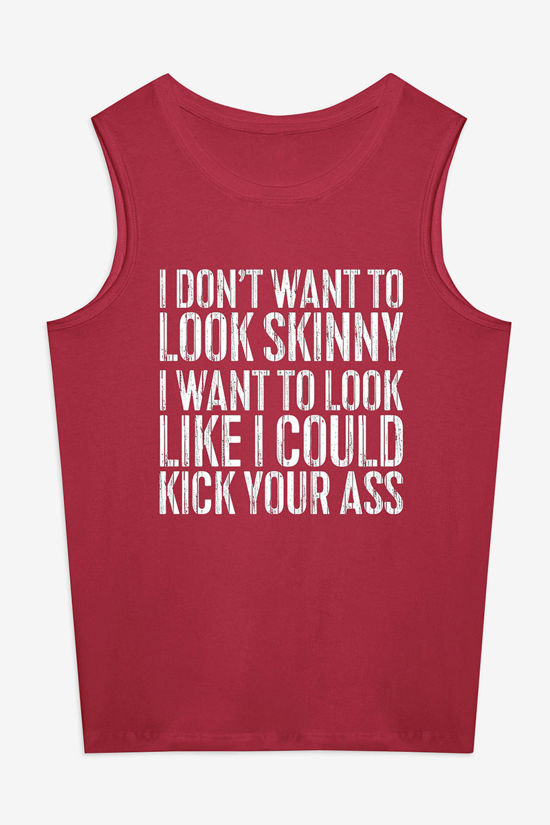 Words And Letters Printed Loose Women's Vest
