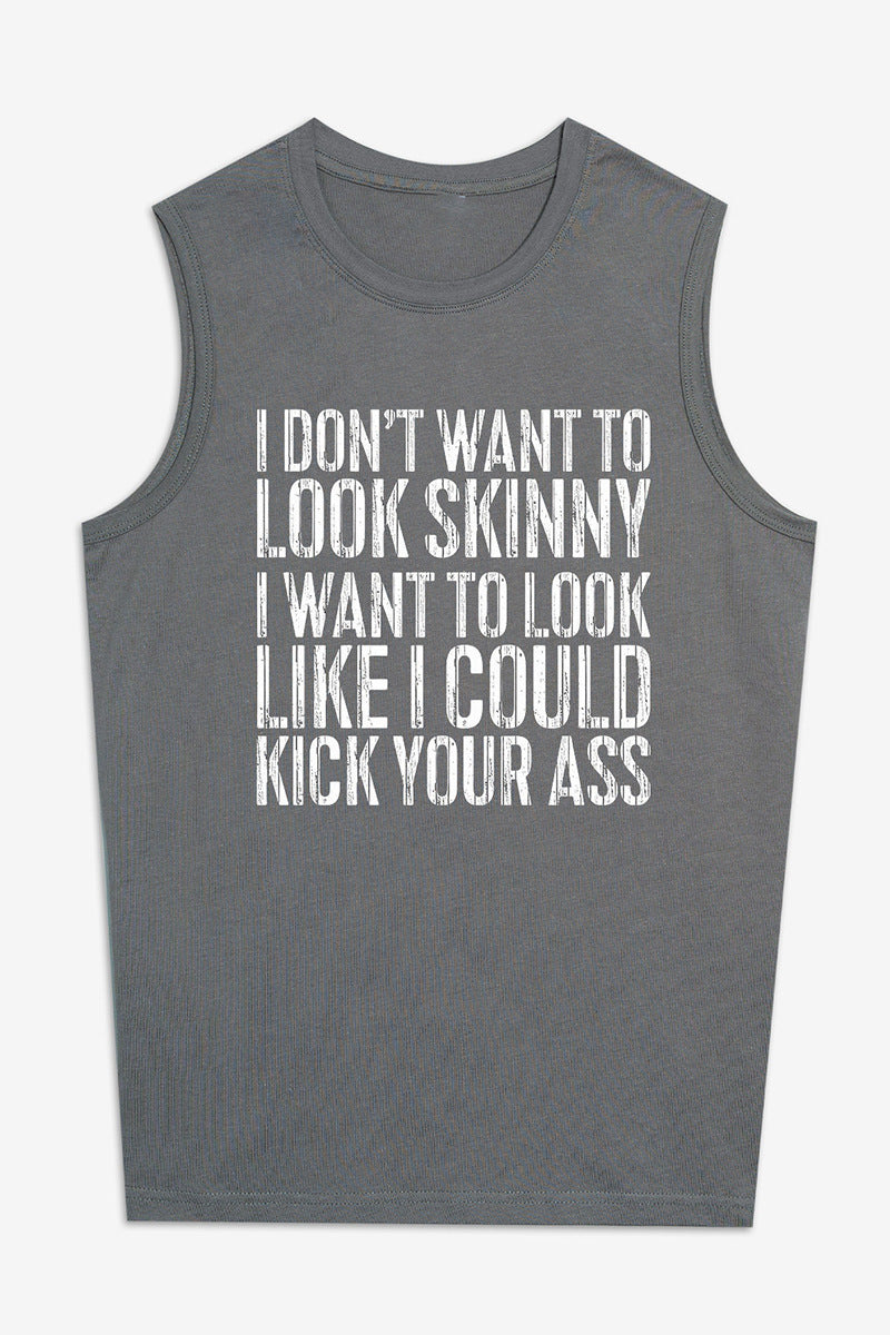 Words And Letters Printed Loose Women's Vest