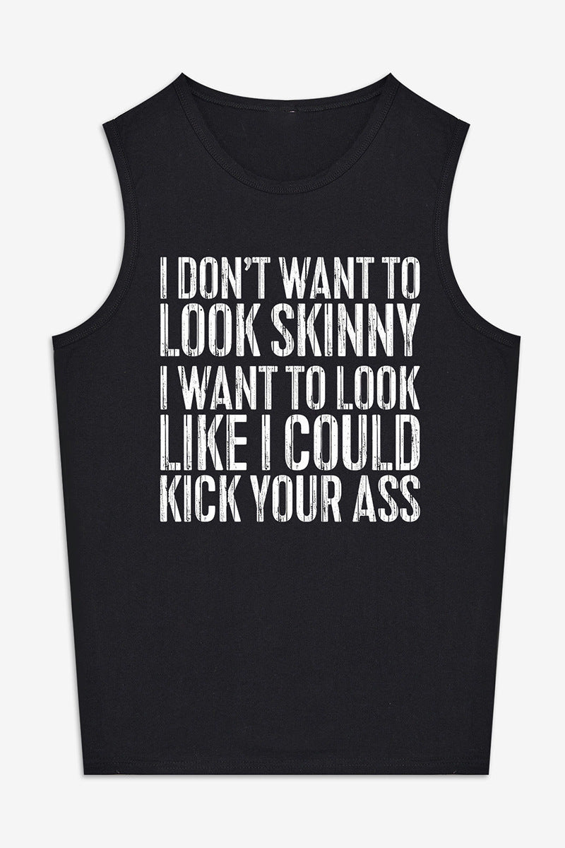 Words And Letters Printed Loose Women's Vest