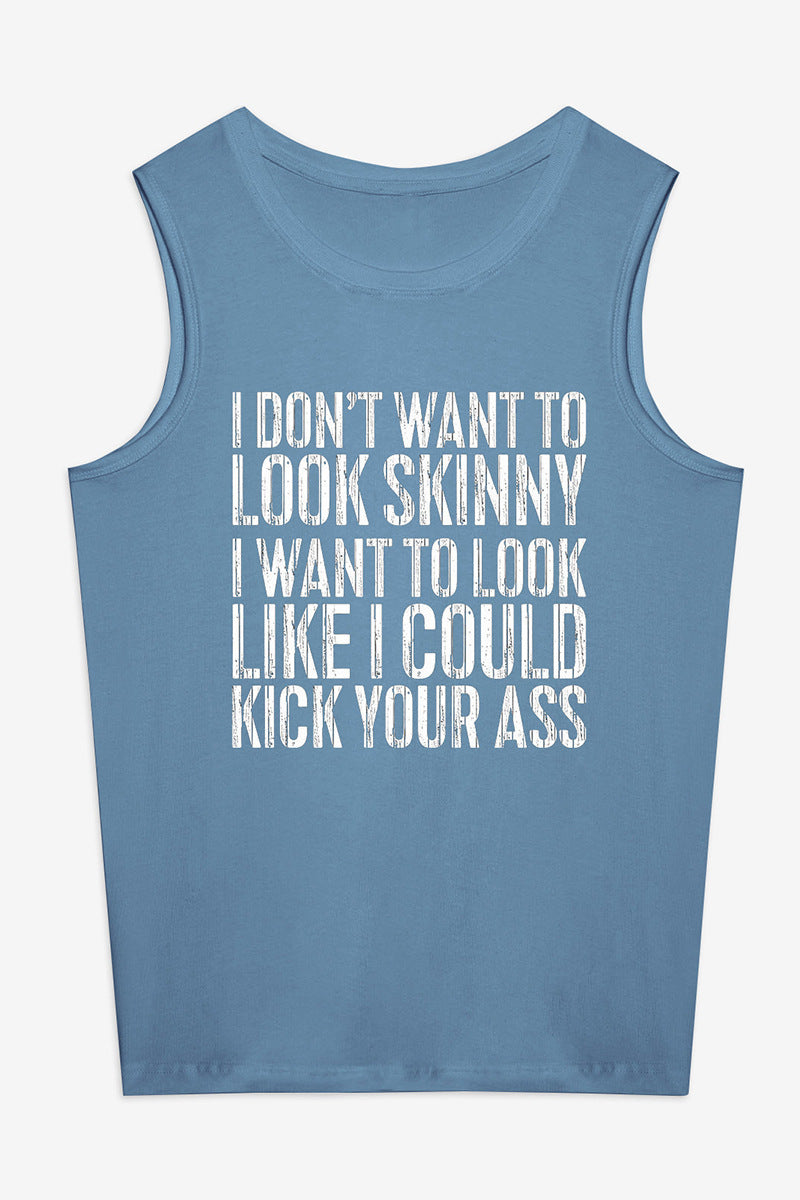 Words And Letters Printed Loose Women's Vest